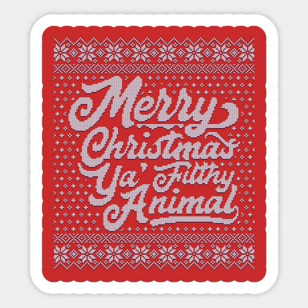 Merry Christmas Ya Filthy Animal Sticker by RetroReview